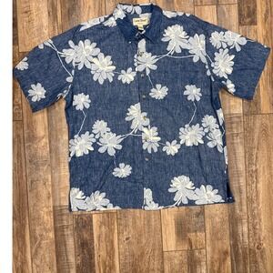 Cooke Street Honolulu Mens Blue Floral Short Sleeve Button Up Shirt 2XL